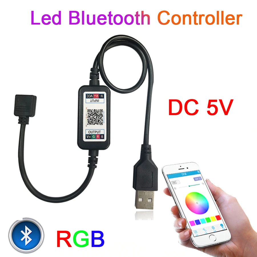 Миниатюрный Bluetooth контроллер RGB Музыкальный USB 5 В светодиодный Rgb для