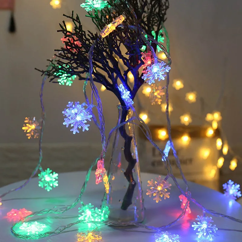

LED Snowflake String Lights Christmas Tree Decor Colorful Fairy Garland LED Festival Lights For Xmas New Year Wedding Home Decor