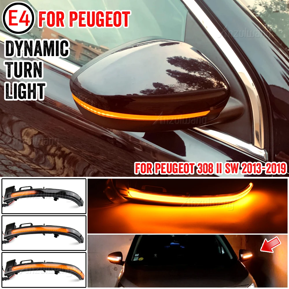 

2PCS Smoke LED Dynamic Mirror Blinker Lights Sequential Turn Signal Lamps For Peugeot 308 2013-2019 Error Free Plug&Play