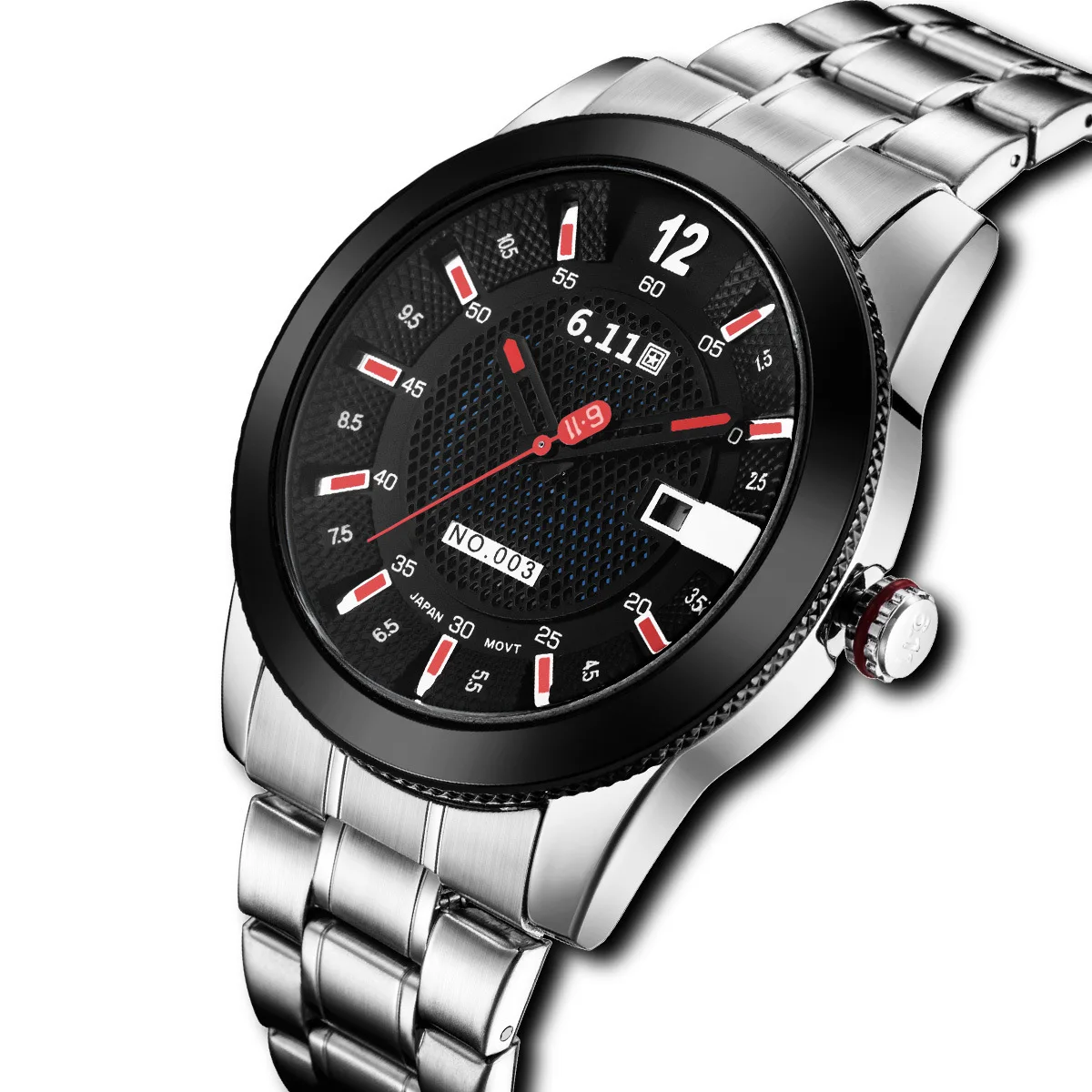 

6.11 Watch Light Energy Watch Quartz Watch Table Steel Belt Waterproof with Calendar Light Kinetic Energy Watch