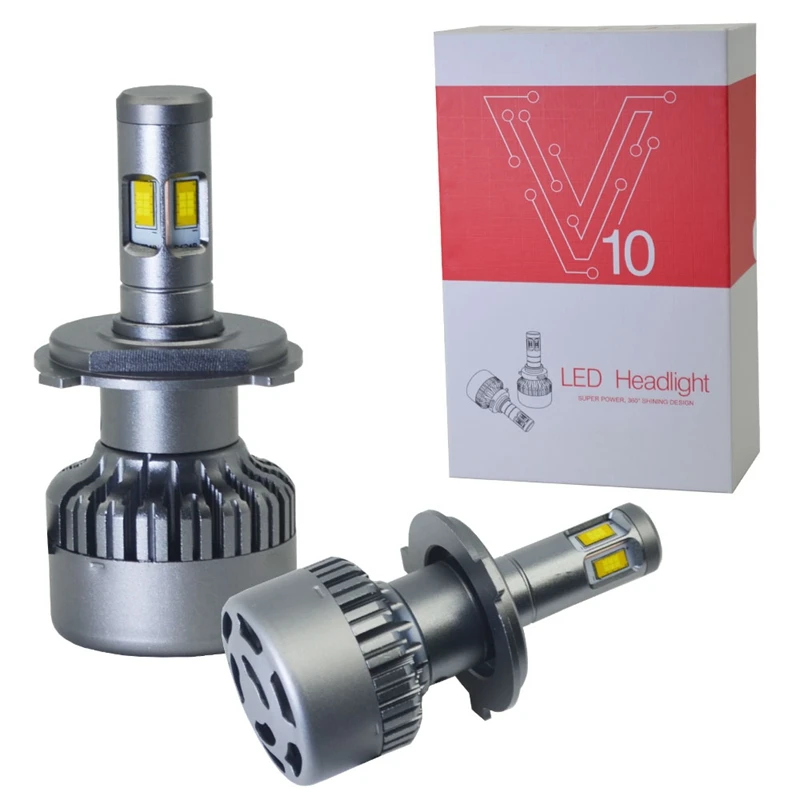 Новинка V10 H4 Автомобильные светодиодные фары 9600Lm 120 Вт 12 В Противотуманные фары общие Автомобильные светодиодные фонари бесшумные вентиляторы Автомобильные светодиодные лампы