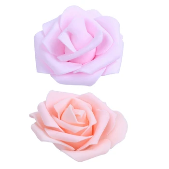 

100 Pcs Foam Roses Artificial Flower Wedding Bride Bouquet Party Decor DIY Champagne & Pink