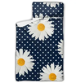 

Dots And Daisy Pattern Nap Mat with blanket and Pillow for Toddler Baby Girls Portable Rolled Travel Blanket
