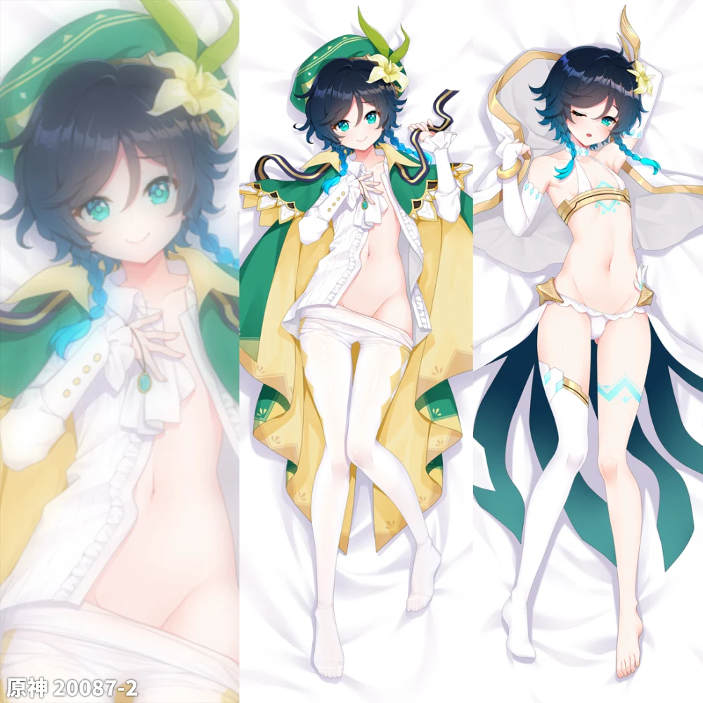 Funda Genshin Impact Venti para Cosplay, funda de almohada Dakimakura, accesorio para el cuerpo