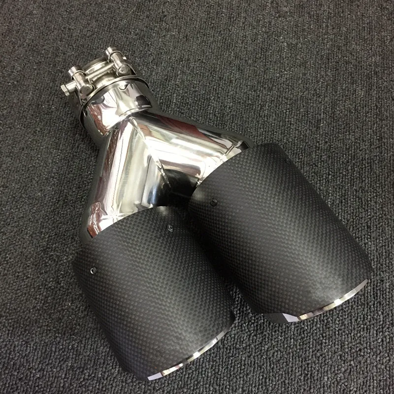 Двойной автомобильный глушитель Akrapovic из углеродного волокна с наконечником на входе 63 мм(2,5 дюйма) выход 89 мм(3,5 дюйма) y-образная труба для стайлинга автомобилей