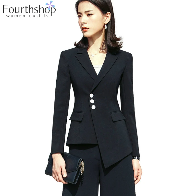 Fashion Pant Suits for Women Elegant 2 Pieces Pants Blazer Set Autumn Winter Formal Jacket Suit Female Plus Size