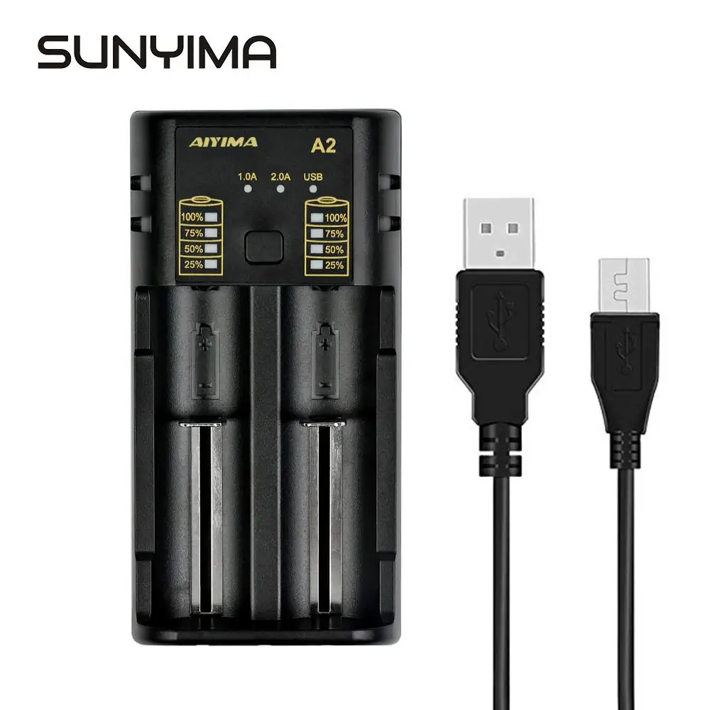 

SUNYIMA 18650 Battery Charger 3.7V AA/AAA 26650 NiMH li-ion Battery 5V 2A Smart Charger with USB Output Lithium Battery 3.6V