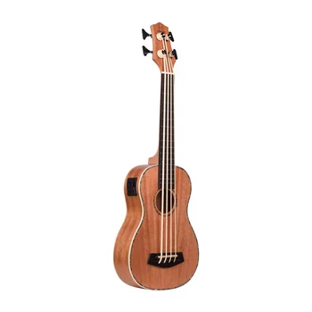 

30 Inch Electric Bass Ukulele Ukelele Uke Sapele Plywood Body Padauk Fretboard Rubber Strings Built-in Tuner EQ with Audio Cable