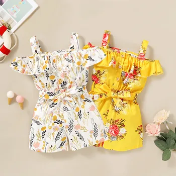 

Summer Toddler Baby Girls Ruffles Off Shoulder Floral Print Romper Jumpsuit