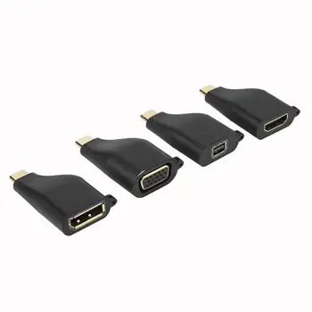 

4Pcs/set Type C to HDMI VGA DP Mini DisplayPort Converter Portable Type C HDMI/DP/Mini DP Adapters for 4K HD TV Phone Laptop