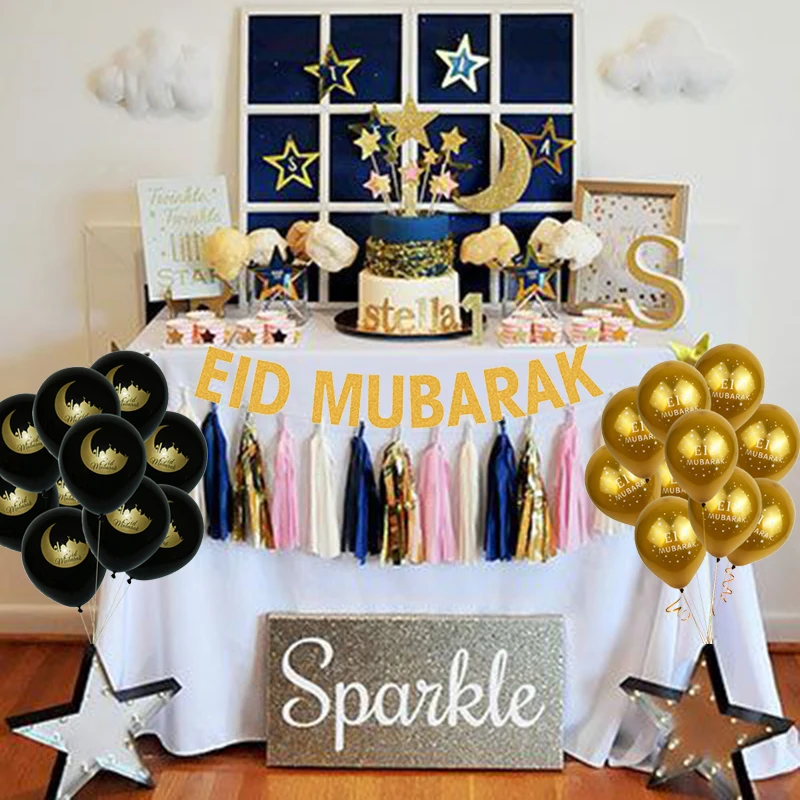 Eid Mubarak Decorations For Home Paper Banner Bunting Moon Star Balloons Islam Muslim Event Party Supplies Ramadan Kareem Decor Party Diy Decorations Aliexpress