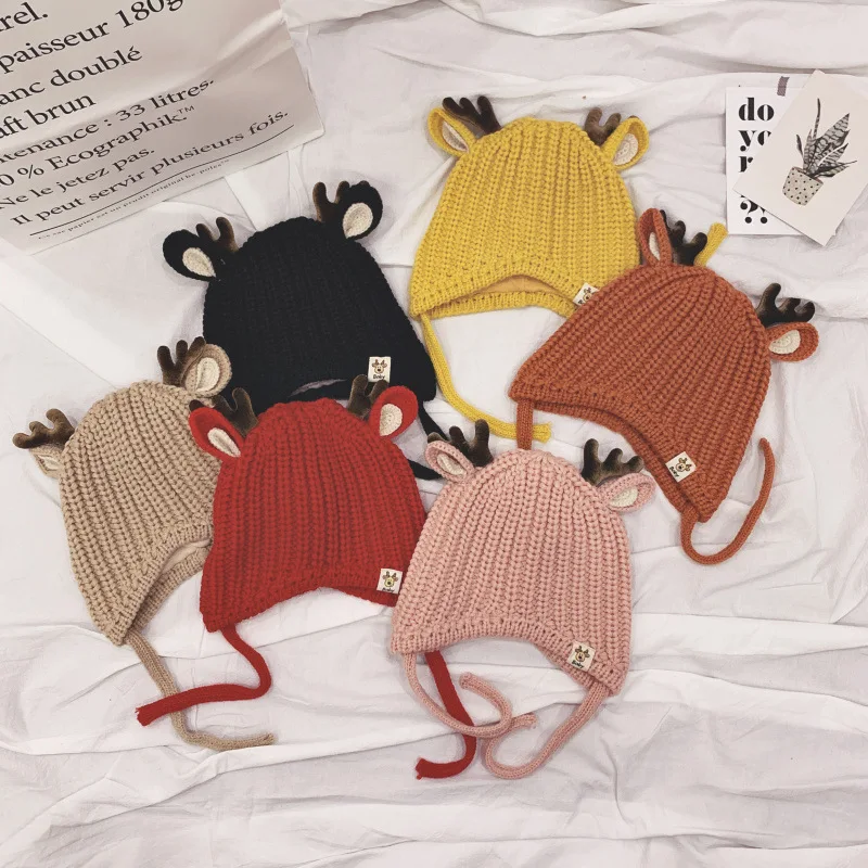 Doitbest/Детские шапки для девочек от 2 до 6 лет, зимние вязаные шапки с рисунком маленьких рогов, детские шапки с ушками для девочек
