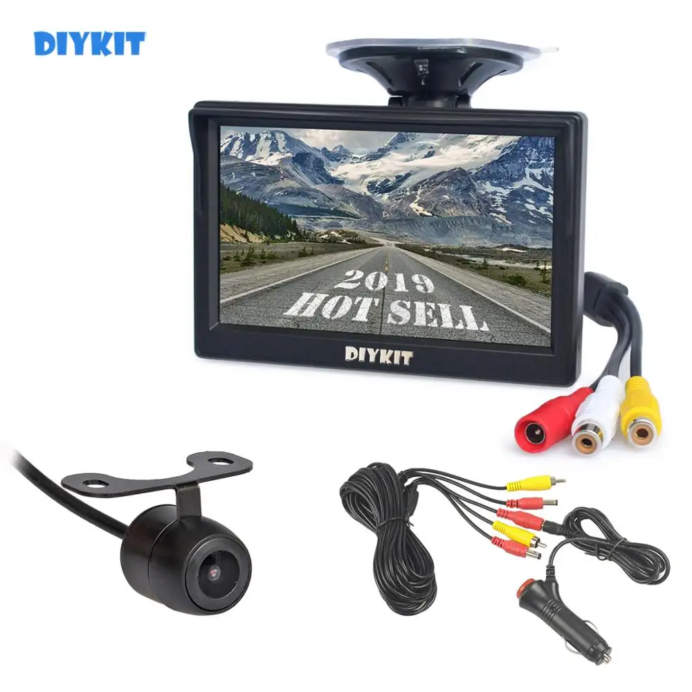 DIYKIT " TFT ЖК-дисплей заднего вида Автомобильный монитор+ Водонепроницаемая камера заднего вида 2в1 автомобильная система парковки Комплект