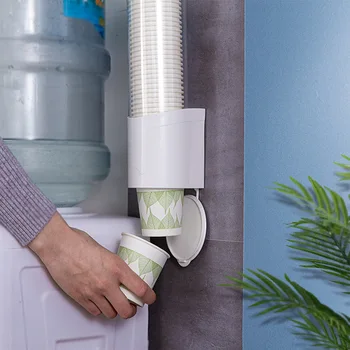 

KitchenAce Plastic Disposable Cup Despenser Kitchen Home Cup Storage Holder Container Dustproof Disposable Cup Organize Shelf