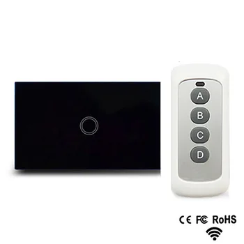 

Wireless Remote LED Light Touch Switch US Standard Wall Touch Switch White Crystal Glass Panel 1 gang 1 way 110-250V