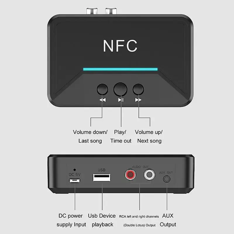 BT200 NFC Bluetooth 5,0 приемник 3,5 мм AUX адаптер Автоматическое включение/выключение Bluetooth 5,0 4,2 автомобильный аудиоприемник