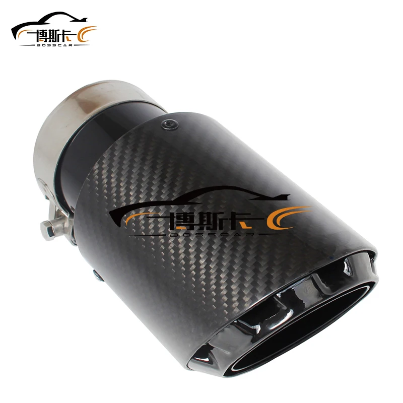 

latest 3 layer Twill Glossy carbon Car Mufflers Tip Universal stainless Black Exhaust pipe Muffler nozzle Decoration AK