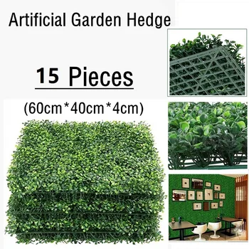 

15pcs Artificia Boxwood Hedge Artificial Plant Mat/Wallboard Decoration Suitable For Indoor And Outdoor Wall Style Carpet