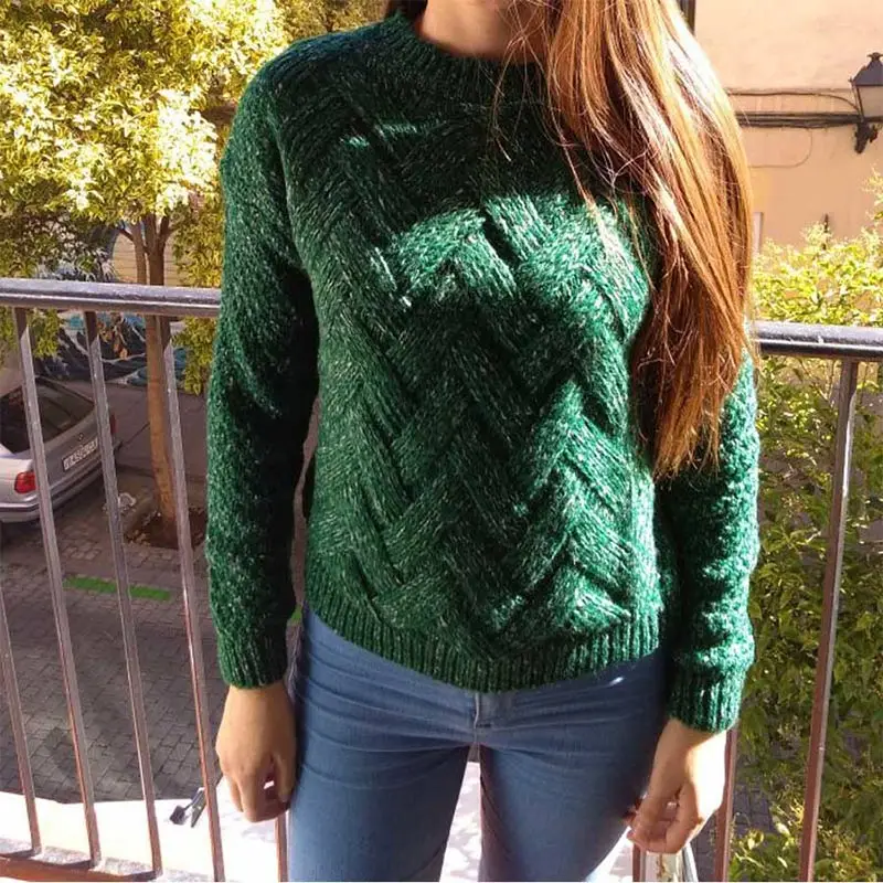 Winter O-neck Women's Sweater Jersey Woman Mohair Knitted Twisted Thick Warm Lady's Pullover 2020 College Jumper Women Pink Gray