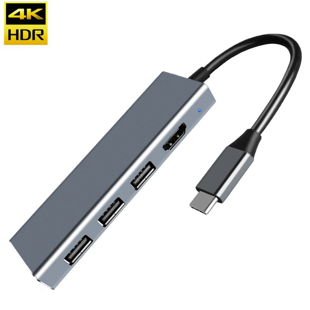 Wotobe USB C концентратор, 7 в 1 взаимный обмен данными между компьютером и периферийными устройствами C адаптер с 4K кабель-Переходник USB C на HDMI, с 3 портами(стандарт 2,0 Порты, карта TF/SD кард-ридер, зарядка PD Порты и разъёмы для MacBook