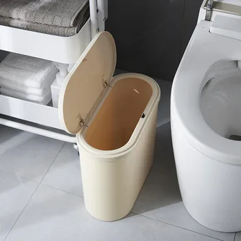 

Multifunction 10L Plastic Narrow Type Trash Can Toilet Waste Bin Dustbin Trash bin Basket Garbage Bucket Brush Bathroom Cleaning