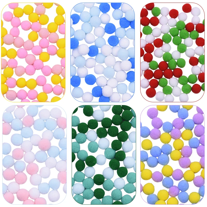 100pcs 15/20/25mm Fluffy Soft Pompom Ball DIY Handmade Kid Toy Doll Garment Sewing Material Color Pom Poms Decor Supplies Crafts