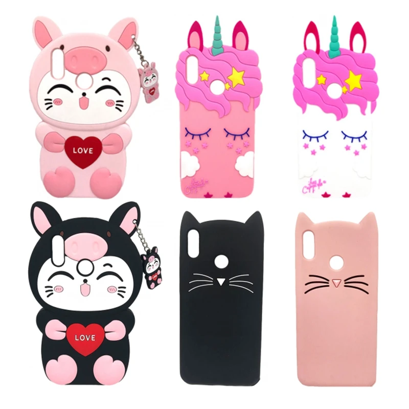 

Soft Silicone Case For Huawei Y7 2019 Back Cover 3D Cartoon Unicorn Cat Phone Case Bag For Huawei Y 7 Prime 2019 Cover Coque