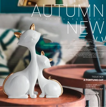 

Resin Cat Figurines Miniatures Decorative Animals desktop gift cat statue ornaments home decoration casa living room accessories