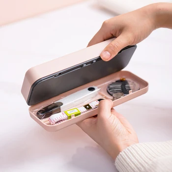 

Portable Sewing Box Set Kit Tape Measure Scissors Hand Sewing Storage Box Double Layer Weaving Needlework Box Drawer Organizer