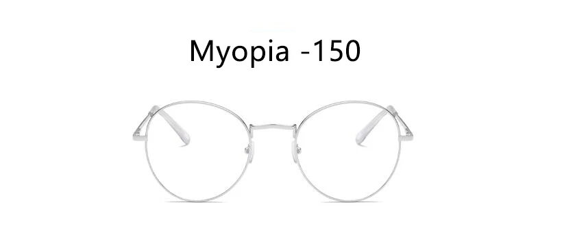 Silver 150 Готовые Очки для близорукости, женские и мужские, синий светильник, блокирующие прозрачные круглые очки, металлическая оправа для очков, ретро очки для компьютера - Цвет оправы: Silver 150