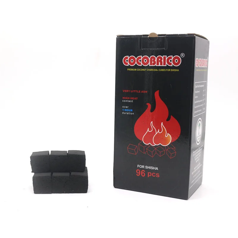 

Shisha charcoal coconut shell slow burning charcoal shisha charcoal 96pcs of fast burning hookah charcoal