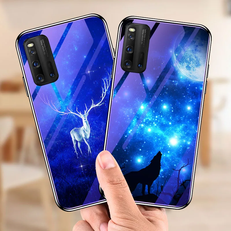 Закаленное Стекло ЧЕХОЛ ДЛЯ VIVO V17 V15 V11 V9 V7 V5 S6 S1 S5 Z6 Z5X X30 Pro Y17 Y19 Y3 Y7s Y5s NEX IQOO 3 NEO синего