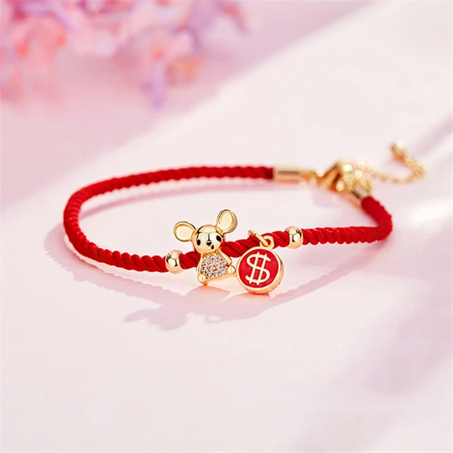 Chinese Style Trendy 12 Zodiac Animal Zodiacal Year Red String Bracelet  Couple Student Christmas and New Year Gift Bracelet Gift