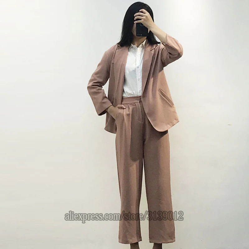 Женские костюмы, комплект с блейзером для офиса, Garnitur Damski Traje Mujer, костюм, Tailleur Femme Pantalon Et Veste, элегантные Брючные костюмы для женщин