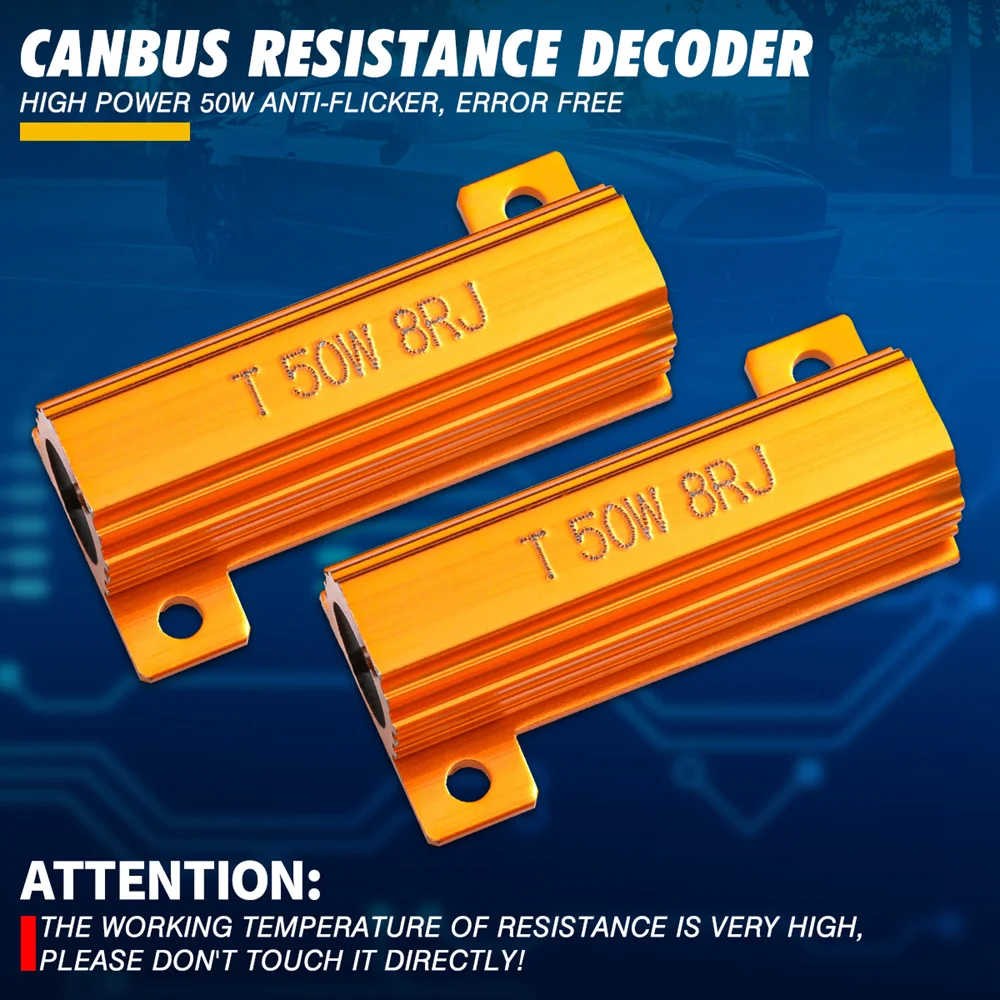 2pcs DIY Canbus Error Free Decoder Led Warning Canceller Anti-Flicker Canbus Resistor For Fog Lights Turn Signal Brake Lights