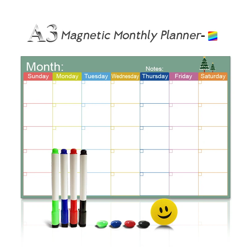 Magnetic Whiteboard Fridge Planner and Bulletin Board