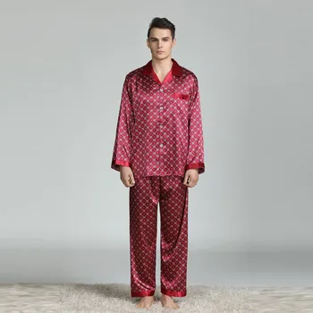 

Men's New pijama hombre invierno Long-sleeved Printed heren pyjama zijde Silk Pajamas Suit pijama hombre invierno pyjama #SH