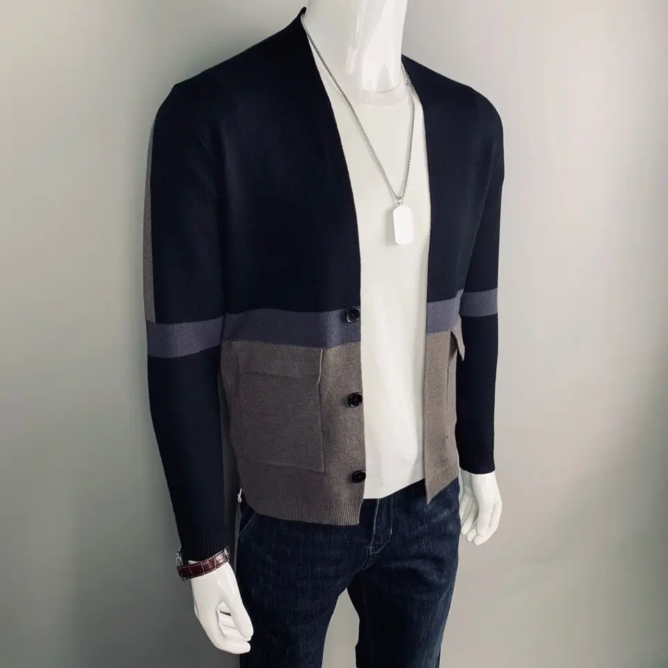 

Men's sweater outside men's spring and autumn 2020 new men's clothing Korean fashion casual color matching knitted cardigan