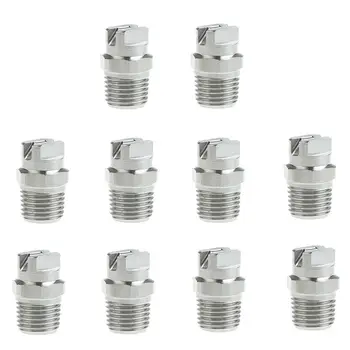

10pcs 1/4" Multipurpose Stainless Steel Nozzles High Pressure Sprayer Flat Fan Nozzles 65° For High Pressure Washer's Parts