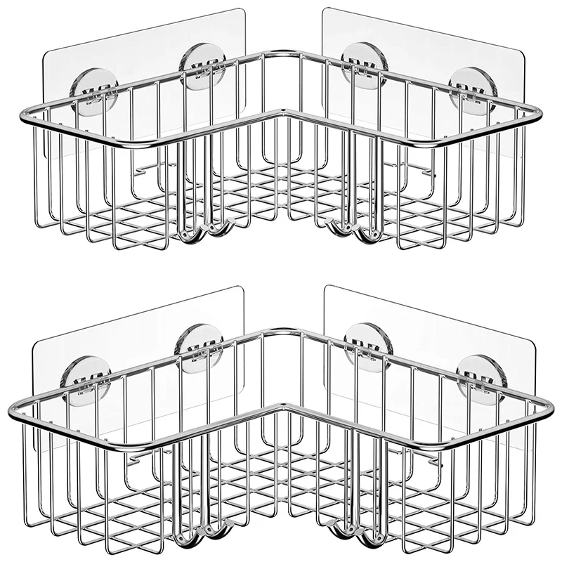 2 Pack угловая душевая кабина клейкая полка для ванной с крючками SUS304 органайзер