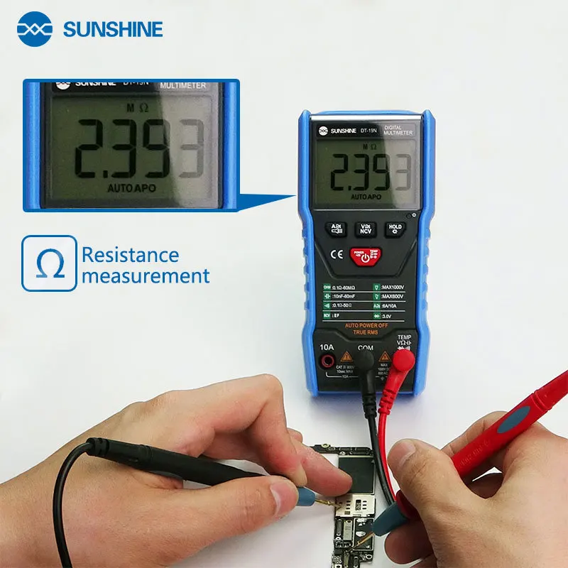 SUNSHINE DT-19N Профессиональный Интеллектуальный мобильный телефон ремонт специфический Мини цифровой мультиметр AC DC Амперметр Вольтметр инструмент