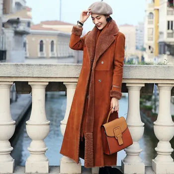 

Real Fur Coat Women Sheep Shearling Winter Coat for Womens Clothing Korean Slim Long Wool Coats Manteau Femme XS17D88-11 YY759