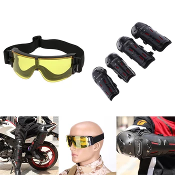 

Anti Fog Safety Glasses Protective Glasses & 4Pcs Comfort Motorcycle Anti Slip Protective Gear Adult Kneepad Elbowpad