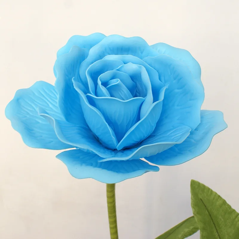 Большой искусственный цветок поддельные цветы большая ПЕНА РОЗА со стеблями для свадебного фона декоративное Окно Дисплей сцены День святого Валентина - Цвет: blue flower head