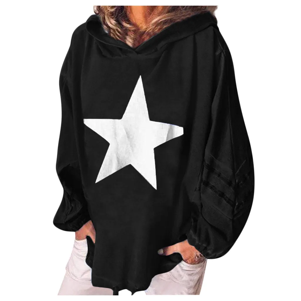 

Oversized Hoodies Women Autumn 2019 Streetwear Loose Fashion Star Printed Women Clothing hoodies Women sweatshirt sudadera mujer