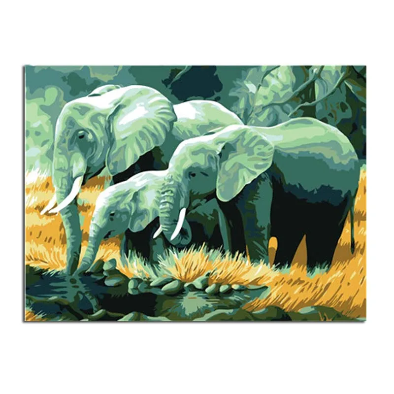 

Herd Of Elephant Artwork Wallpaper DIY Digital Painting By Numbers Coloring Painting By Numbers Kits Drawing For Kid Unique Gift