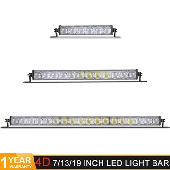 

4D Slim LED Light bar Off Road 7" 13" 19 inch 18W 36W 54W Spot beam light Single Row Car Led Work Lights bar 12V 24V 6000K white