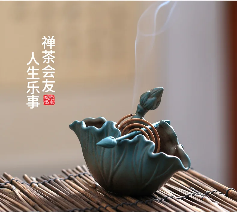 Incense-n-Wish Retro Lotus Mosquito Coil Holder Incense Holder Aroma Burner Vintage Ceramic Handicrafts Dropshipping Decent Gift