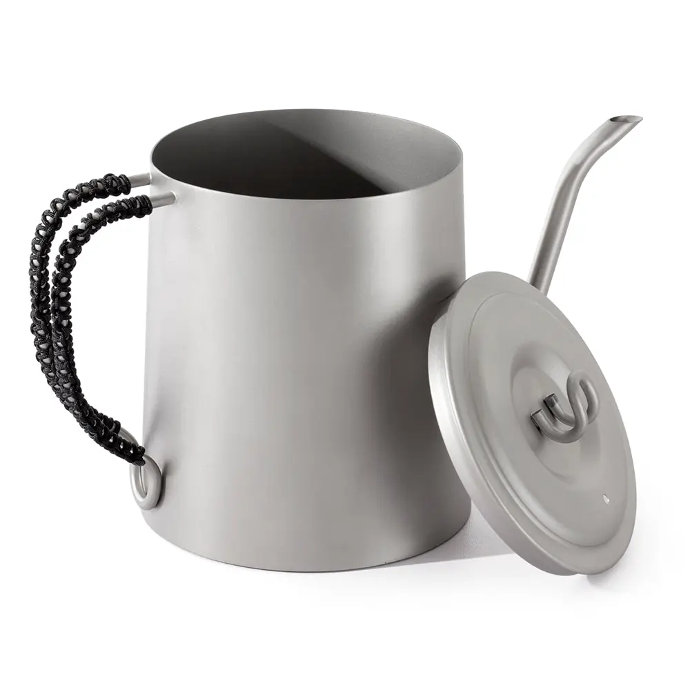 Ultralight 950ml Titanium Tea Kettle Long Narrow Spout Coffee Maker Pot Outdoor Camping Backpacking Outdoor Tableware