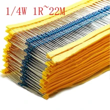 100 шт. 1/4W 1R~ 22M 1% металлического пленочного резистора 100R 220R 1K 1,5 K 2,2 K 4,7 K 10K 22K 47K 100 к 100 220 1K5 2K2 4K7 ohm Сопротивление